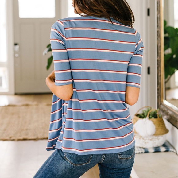 Sporty Striped Cardi in Blue - Picture 8 of 10
